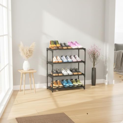 Image of FIGMENT Shoe Rack for Home, Foldable Plastic Shoe Stand with Shelves, Space Saving Footwear Organizer for Bedroom, Entryway, Living Room & Closet, Multi Layer Shoe Storage Rack