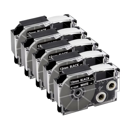 3 5PCS XR 12WEXR 12YW XR 12x 12mm��kl 60 kl 100���x�����[�J�[�ƌ݊����̂���Z���t�ڒ����x���e�[�v(5PK White on Black)