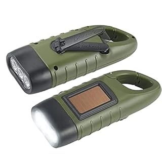 Lot de 2 lampes de poche à LED solaires, Lampes de poche à manivelle lampe de poche d'urgence LED rechargeable à énergie solaire, Pour l'extérieur, randonnée, cadeau, équipement d'urgence (vert armée)