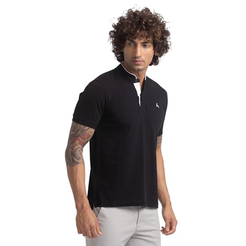 Image of Parx Men's Cotton Polyester Blend Solid Pattern Regular Fit Henley Collar Henley Neck Half Sleeve Casual T-Shirt