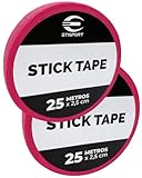 ETISPORT Pack 2 Tape Fucsia Antideslizante 25 m x 2,5 cm. Grip Profesional para Stick de Hockey Patines, Hockey Hielo, Golf, Raquetas. Algodón/Poliéster con Adhesivo de Caucho Natural