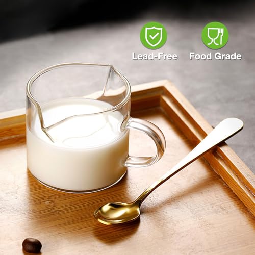 Qipecedm Espresso Cups Set of 2, 4 OZ Double Spouts Cups, Shot Glasses, Milk Cup with Handle, Clear Glass, Espresso Accessories for Machine, Small by Qipecedm - Image 5