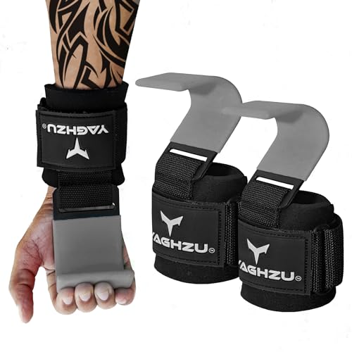 YAGHZU Weight Lifting Hooks, Padded Weight Lifting Straps Wrist Straps for Men and Women, Premium Deadlift Straps for Weightlifting and Powerlifting, Weight Lifting Gloves for Pull Ups