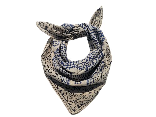 Organic Cotton Bandana Soft Lightweight Cotton Scarf for Women Handmade Boho Cotton Hand Block Bandanas