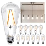 12-Pack E26 Medium Base Edison Bulbs 60 Watt LED Equivalent — Cozy 360° Vintage Edison Glow 2700K Soft Warm White, 600LM ST58 ST19 Light Bulbs, Clear Glass Filament for Pendant Chandelier Vanity Lamp