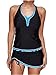 Ayliss Women's 2 Piece Halter Tankini Swimsuits with Panty Skirt Black US 4-18