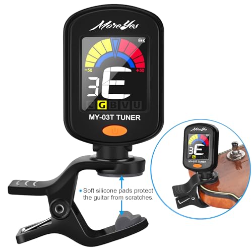 MOREYES Rechargeable Guitar Tuner Clip On with 28Pcs Guitar Picks, Guitar Tuner for Acoustic Guitar, Electric Guitar, Bass, Ukulele & Chromatic Tuning Modes, Full Color Display - Thumbnail 4