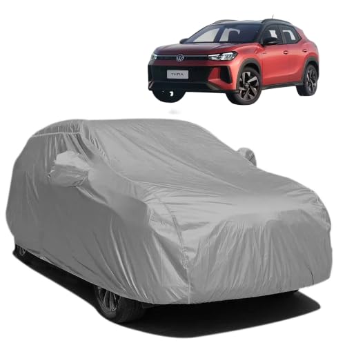 Image of BARBARIKA Waterproof Car Body Cover Compatible with Volkswgn Tera | Waterproof, UV Resistant, Dustproof, Mirror Pockets, with Belt & Buckle - (Grey)