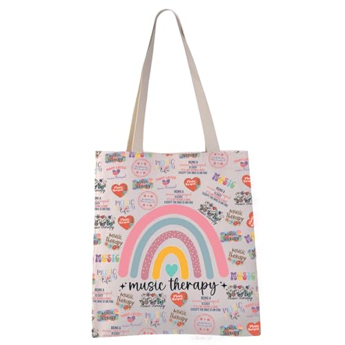 VAMSII Music Therapy Tote Bag Band Gift Music Therapist Inspirational Gift Musical Lovers Gift (Music Therapist tote)