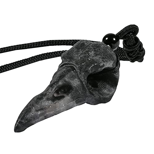 Image of Nupuyai Crow Skull Black Agate Geode Crystal Pendant Necklace for Men Women