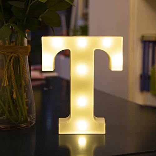 Luces LED blancas con letras de marquesina - 26 letras lámparas iluminadas para fiesta nocturna, boda, cumpleaños, decoración de bar en casa