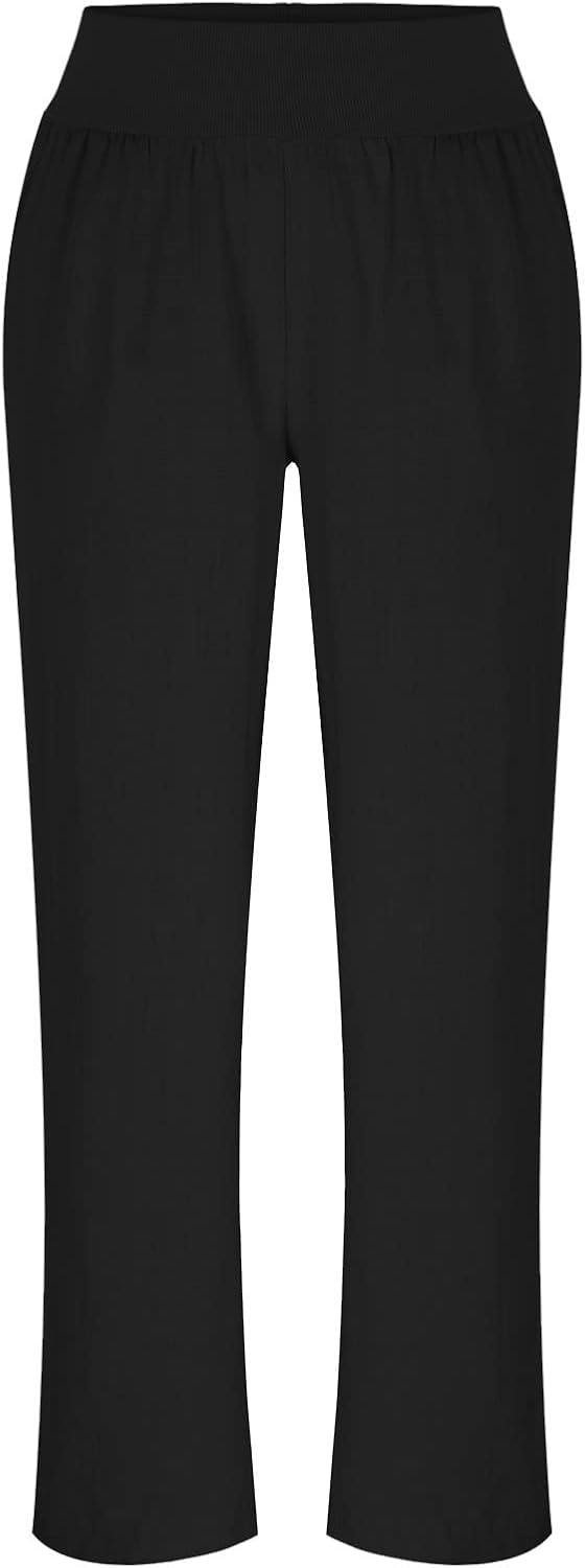 Pantaloni Tuta Donna A Gamba Larga, Vita Alta Elastici, Modello A Gamba Dritta, Comodi E Larghi Con Tasche, Stile Casual