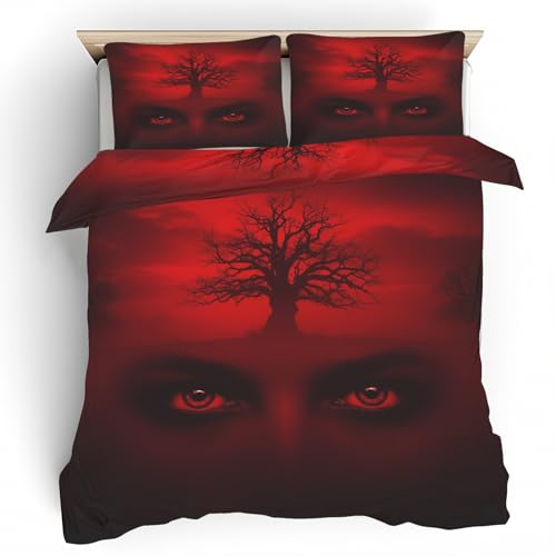 Housse de couette 200x200 arbre gothique parure lit microfibre 2 personnes