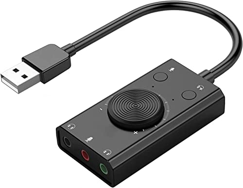 DIFCUL Tarjeta Sonido USB Externa Soporta Auriculares y Micrófono, Adaptador USB a Jack 3.5 mm Conversor Jack a USB Salida Audio, Tarjeta de Sonido Estéreo Compatible con PC, PS4, Altavoces