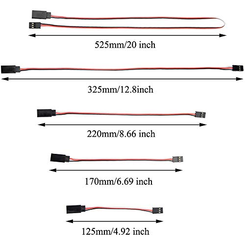 Wmycongcong 25 Pcs 5 Sizes Male To Female 3 Pin Servo Extension Lead Wire Cable For Futaba Jr Servo Extension Connection #TOP1