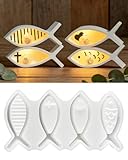 EPODA 4 Stück Fisch Silikonformen Set - Kerzenhalter Gießformen aus Silikon für Kommunion Deko, DIY Fische Form für Kerzen, Harz, Seife & Dekoration