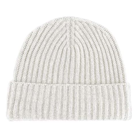 Love Cashmere Women's Ribbed 100% Cashmere Beanie Hat - Ivory White - Made in Scotland Cover