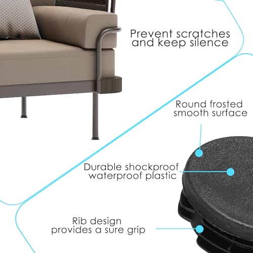 Image of Yuanchu 8Pack 2 inch Round Plastic Plugs, 50mm Round Black Furniture Leg Caps Round Tubing Black Plastic Plug Pipe Tubing End Cap for Round Metal Tube Furniture Finishing Plug