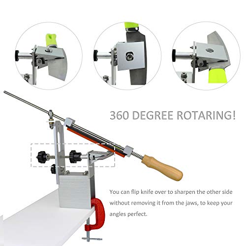 Zelancy Aluminum Alloy Professional Kitchen Knife Sharpener, 360 Degree Rotation Fixed Angle, Kitchen Chef Knife Sharpener With 6Pcs Whetstones #TOP4