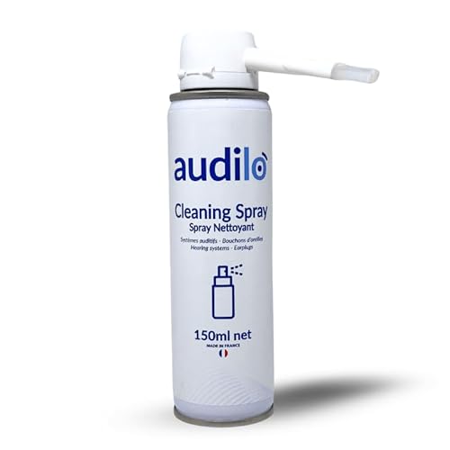 Audilo | Spray cepillo limpiador para audífonos, puntas y tapones para los oídos |210 (150 ml NET)