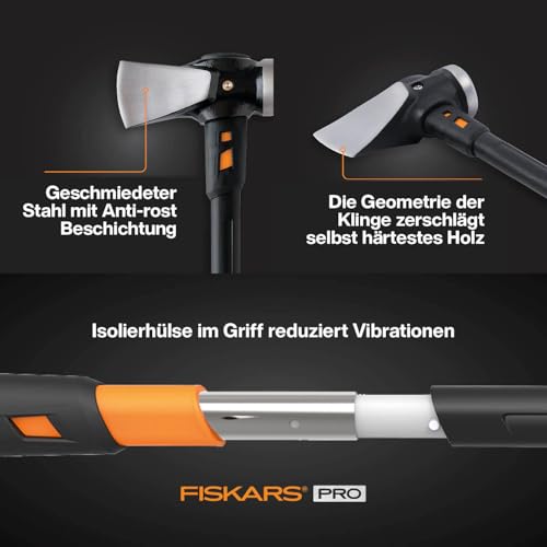 Fiskars Spaltaxt IsoCore XXL zum Spalten von Stammstücken oder zum Eintreiben von Keilen, Länge: 92 cm, Kopfgewicht: 3,6 kg, Schwarz/Orange, 1020220 – Bild 5