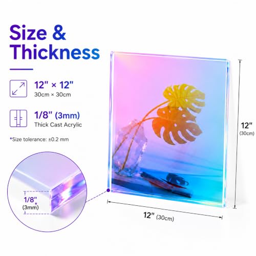 Image of 5Pack Iridescent Acrylic Sheets for DIY Art Projects, Crafting Projects, Display Project, Signs, Painting,11.8x11.8 (2.8mm Thick)