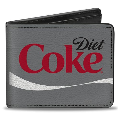 The Coca-Cola Company Wallet, Bifold, Diet Coke Ribbon Logo Gray Black Red White, Vegan Leather