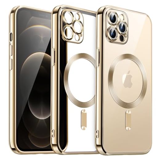 JETech Magnetic Case for iPhone 12 Pro, Gold | Compatible with MagSafe, Camera Lens Protection, Electroplated TPU Frame, Shockproof Protection