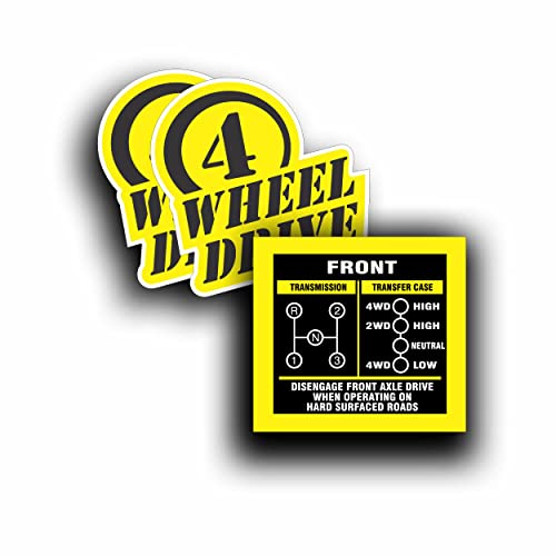 Transmission Shift Pattern Sticker Decal Compatible with Jeep, Willys or CJ Fits Transmission Transfer Case Models Dana 20, 3 Speed, Single Stick 3 x 3.25 Inch Plus 4WD Decals
