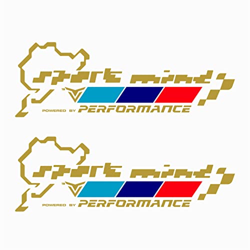 Artstickers. 2 Unidades. Pegatinas Compatible para Coche BMW Performance (20x7cm). Hecho para Sport Mind Nurburgring BMW (Oro) Cover