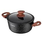 FLORINA Aluminiumtopf MASTER BLACK 28 cm 6.5L | Antihaftbeschichtung | Für alle Herdarten inkl. Induktion | Ergonomische Soft-Touch-Griff | Deckel mit Silikonrand | Hitzebeständig | Leicht zu reinigen