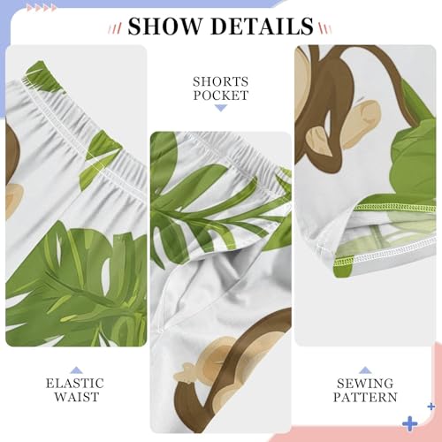 ZZXXB Monkey with Leaves Boys Long Pants Soft Trousers Elastic Waist Kids Lounge Bottoms with Pockets S-XL4