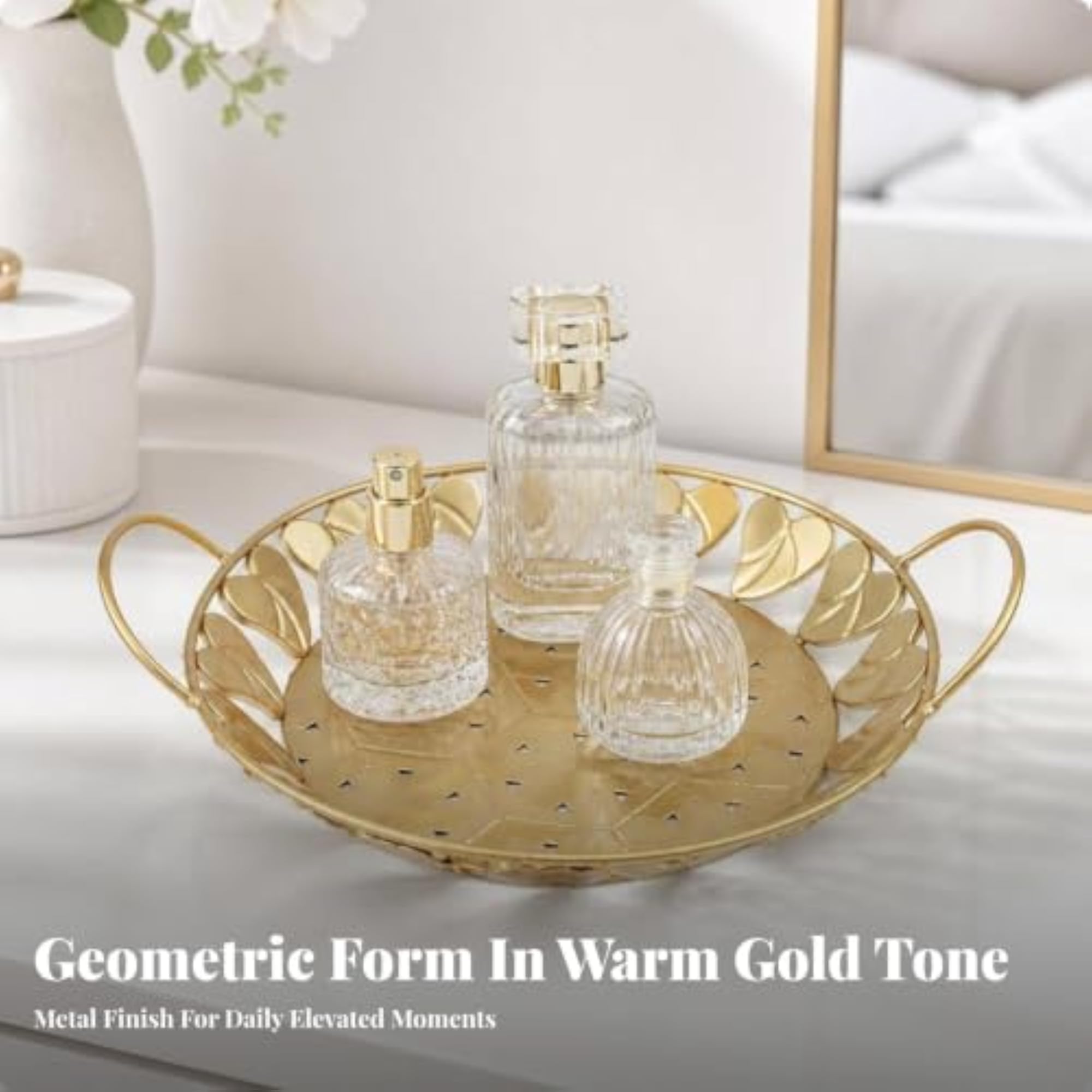 Decorative Round Golden Serving Dish