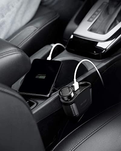 Bestek 150W 2-Socket Cigarette Lighter Splitter Power Adapter Dc Outlet Car Charger Splitter Dual 2.4A Usb Car Cigarette Splitter With 26 Inches Cord For Cellphone Gps Dash Cam #TOP6