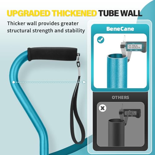 BeneCane Walking Cane Adjustable Cane with Offset Soft Cushioned Handle for Men & Women Lightweight Comfortable Extra Stability Base Mobility Aid for Men Women and Seniors - Image 4