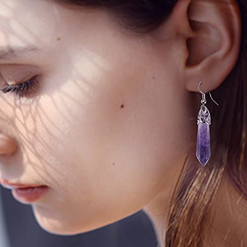 Real Natural Quartz Stone Healing Point Crystal Chakra Dangle Earrings Valentine's day Mother's day Gift3