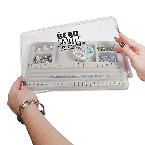 The Beadsmith Mini Bead Board - Grey Flocked, 4 Straight Channels, 5 Recessed Compartments, 7.75 x 11.25 inches, Design Boards for Creating Bracelets, Necklaces and Other Jewelry2