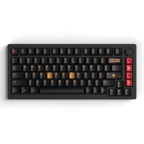 Image of dagaladoo Keyboard keycaps Set, Double Shot PBT keycaps,Cherry Profile Custom Key caps 60 65 75 Percent for Cherry-mx 61 /66 /68 /75 /87 Retro Mechanical Keyboard,Black Poker Metal Coating