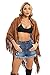 Datangep Fashion Women's Faux Suede Laser Cut Triangle Stoles Cape Shrug Scarf With Tassel Shawls