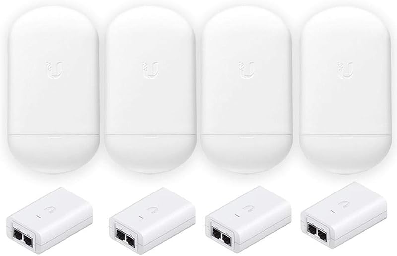 NanoStation AC loco NS-5ACL-US Loco5ac 5GHz 802.11ac airMAX CPE Radio 450Mbps Wireless Access Point (4-Pack) with PoE POE-24-7W-G Included (4-Pack)