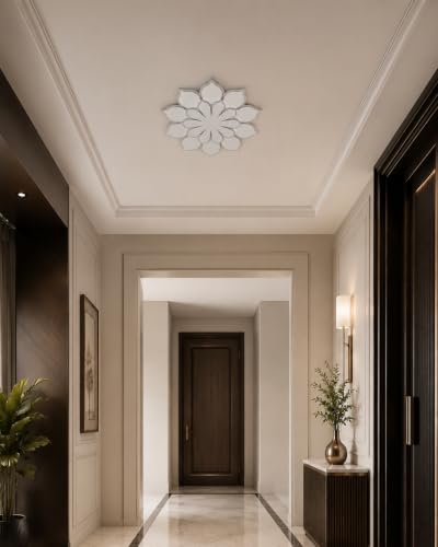 Image of FILLISKA Aluminium Luxurious 3 in 1 Led Ceiling /Wall Chandelier Light with 3 Step Colour Changing Function (Acrylic White Round-668 /2)