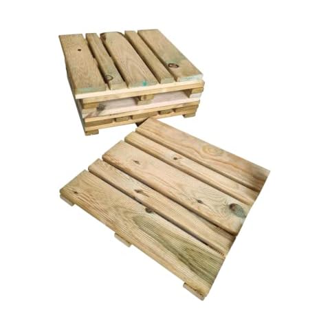 Wooden Square Decking Tiles Solid Pine Wood Anti-Slipery Surface 40x40cm for Garden Flooring Balcony Terrace Patio Board Pack of 4 Cover