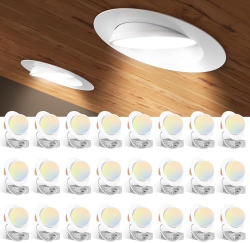 Amico 24 Pack 6 Inch 5CCT Gimbal LED Recessed Lighting, 360°&90° ...
