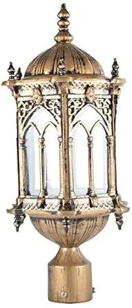 Metal & Glass Garden Gate Light (Gold, 20 Watts)