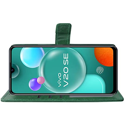 Image of Amazon Brand - Solimo Flip Leather Mobile Cover (Soft, Flexible & Kickstand Back case) Compatible for Vivo V20 SE (Green)