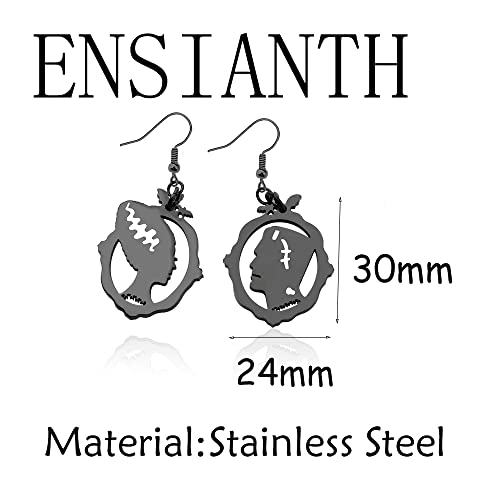 ENSIANTH Movie Inspired Gift Monster & His Bride Earrings Horror Movie Gift Halloween Party Jewelry2