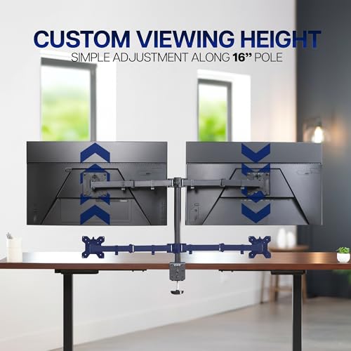 Image of VIVO Dual Monitor Desk Mount, Heavy Duty Fully Adjustable Stand, Fits 2 LCD LED Screens up to 32 inches and 22 lbs Each, Black, STAND-V032