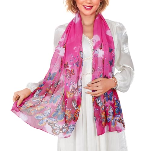 Lamca Chiffon Scarf - Ladies Scarves Lightweight Floral Print Scarf for Women UK