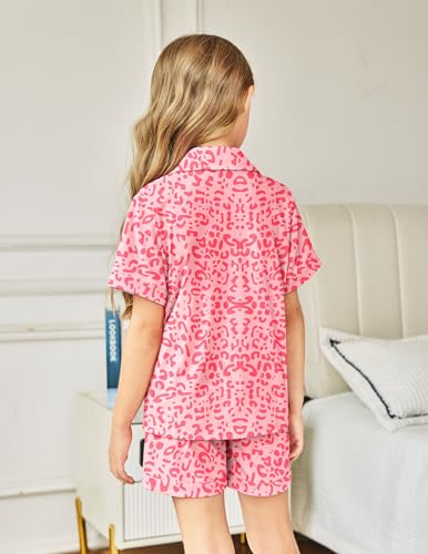 Arshiner Girls Pajamas Sets Short Sleeve Kids Pjs Button Down Sleepwear for 4-13Y3