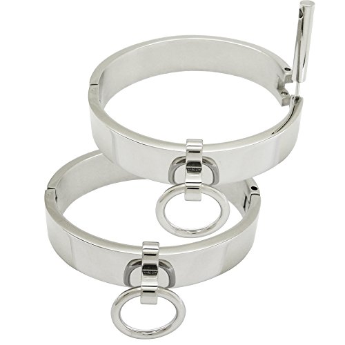 ACECHANNEL Stainless Steel Wrist Ankle Cuffs with Removable O Ring (H049P 90MM Polished)